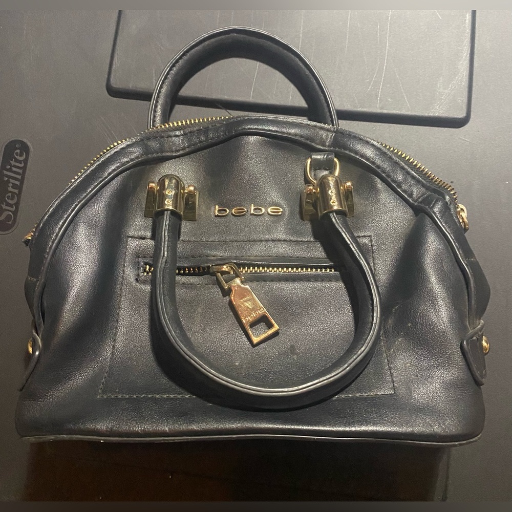 Black BEBE Handbag with Gold Hardware